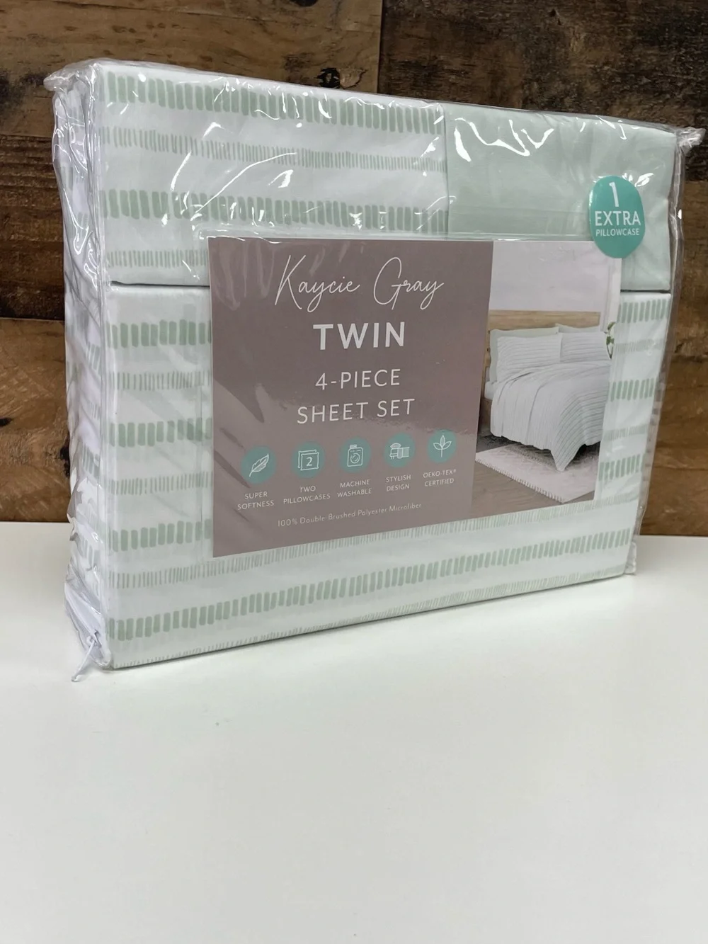 Twin 4-Piece Sheet Set in Mint Stripe